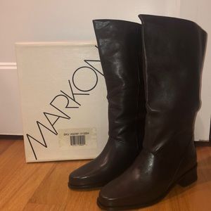 Markon Leather Round Toe Scrunch Boots
